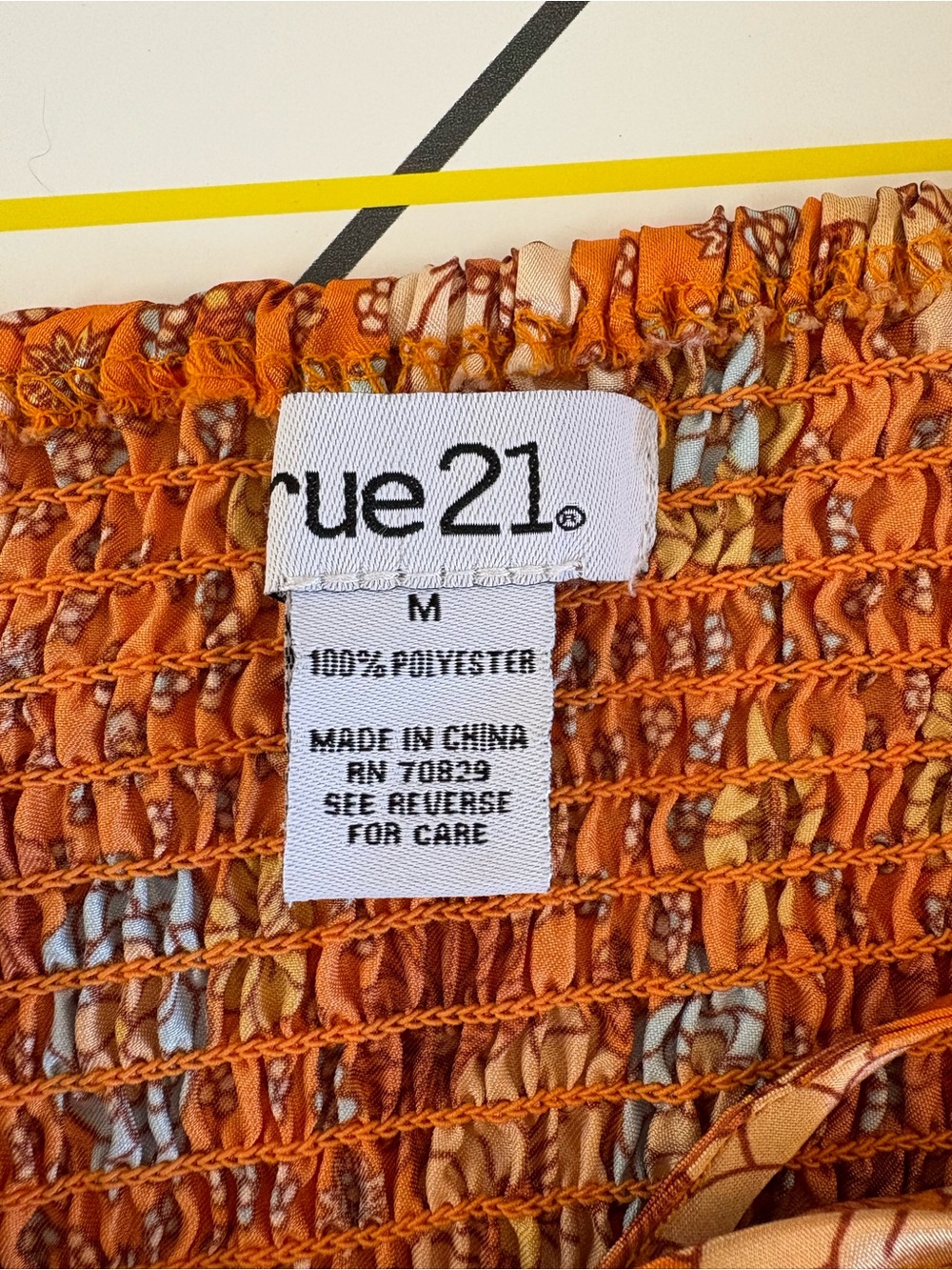 Rue21 Orange Floral Tie-Front Long Sleeve Crop Top Medium Like New Boho Chic - Picture 2 of 9